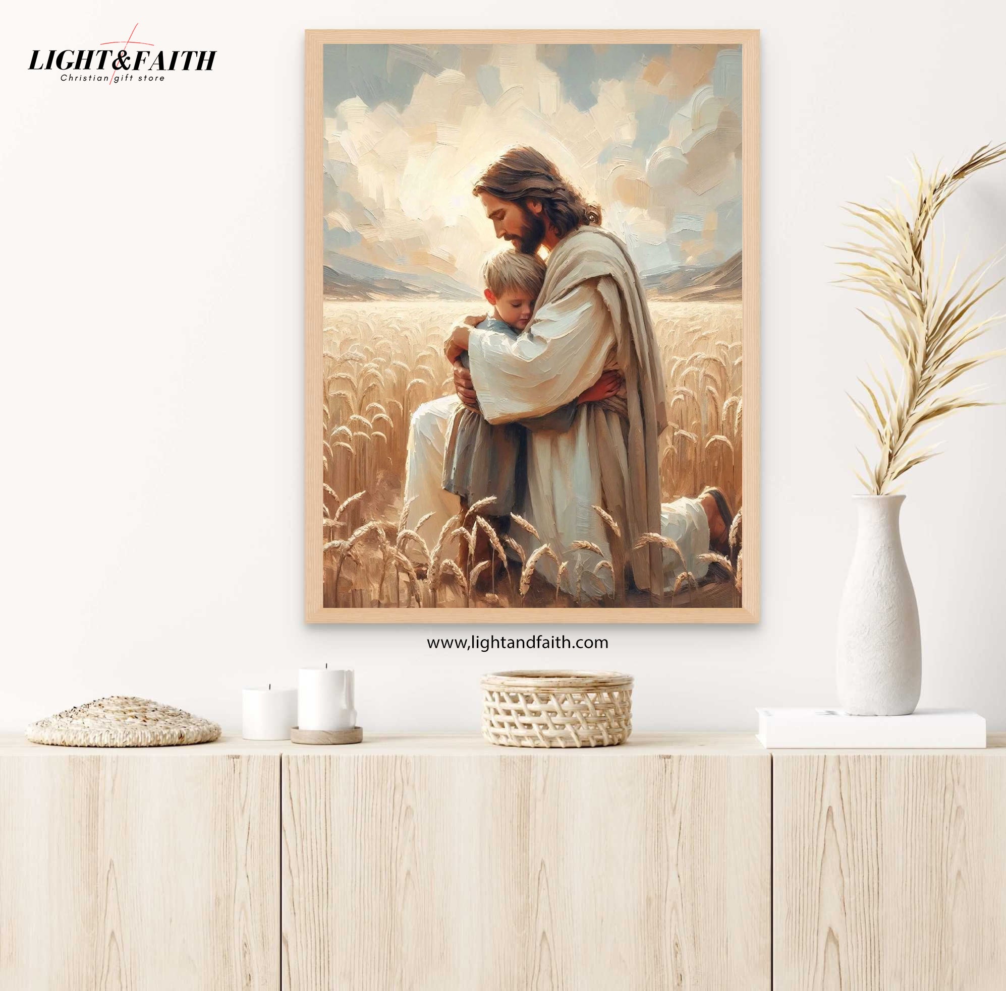 Loved By Jesus Poster, Jesus and Boy Poster, Christian Art for Kids, Jesus with Children Art, Bible Art Poster